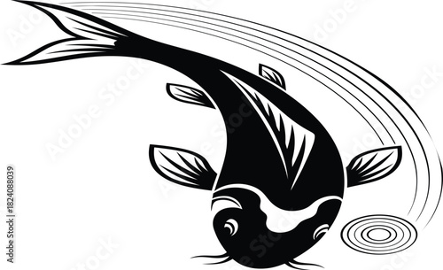 Stylized koi fish swimming downward