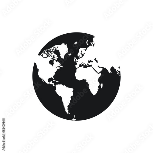 Digital illustration of a world map and globe showing continents like Asia, Europe, and America for global business and international travel concepts