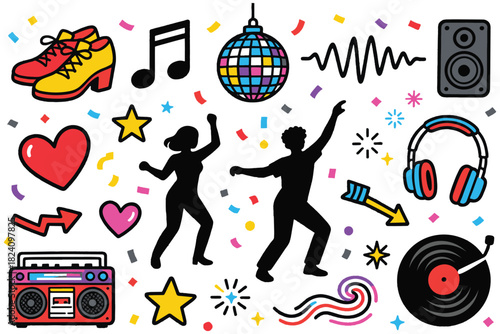 Dance-Themed Doodle Illustration Set