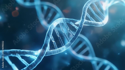 Captivating 3D render of a luminous DNA double helix, symbolizing genetic research, biotechnology advancements, and the intricate molecular foundations of life and science