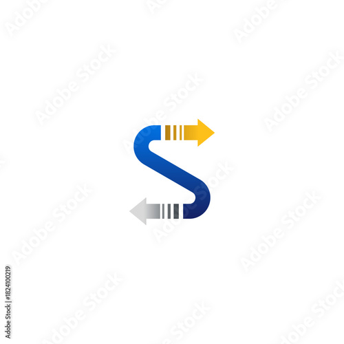 Stylized Letter S with Arrows Indicating Direction and Movement.