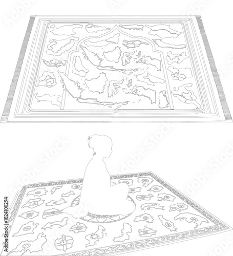 Colorful abstract carpet pattern design elements