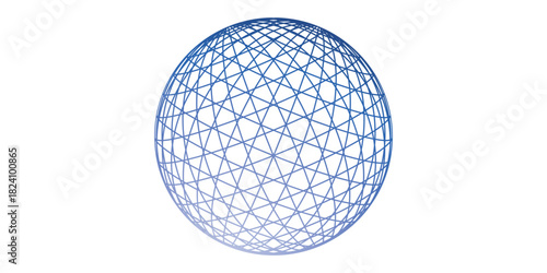A futuristic blue wireframe sphere with a complex geometric mesh structure A 3D rendering of a global data orb.
