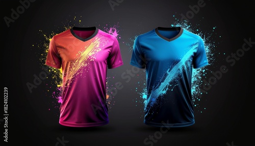 Dynamic Sports Jersey Mockups with Abstract Design on Neutral Background