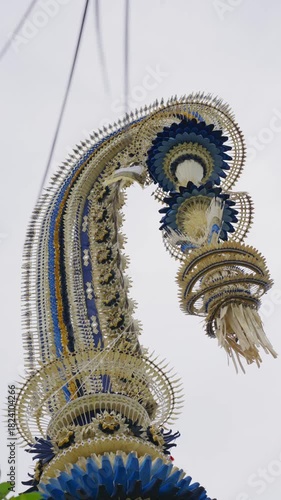 Colorful Penjor Decorations in Sading District, Bali