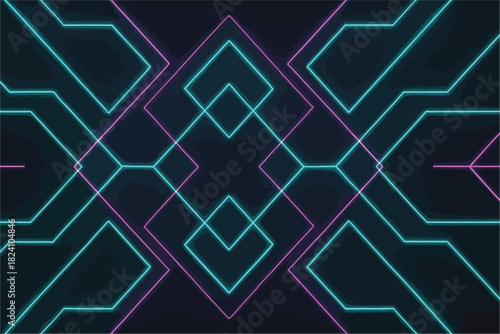  Neon-Inspired Geometric Abstract Pattern with Vibrant Glow and Sharp Lines