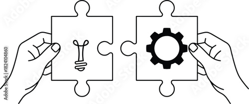 hand puzzle vector idea puzzle gear vector connection design