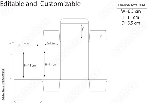 Diecute box design, medicine box design, box template design, dieline box design.