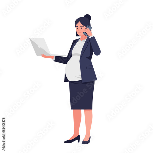pregnant woman working, expectant mother, business discussion, company issues, manager role, female leadership, workplace communication, professional woman, business call, organizational management, c