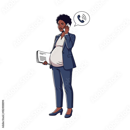 pregnant woman working, expectant mother, business discussion, company issues, manager role, female leadership, workplace communication, professional woman, business call, organizational management, c
