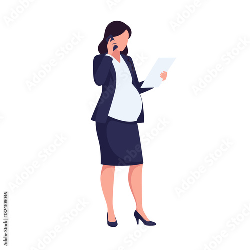 pregnant woman working, expectant mother, business discussion, company issues, manager role, female leadership, workplace communication, professional woman, business call, organizational management, c