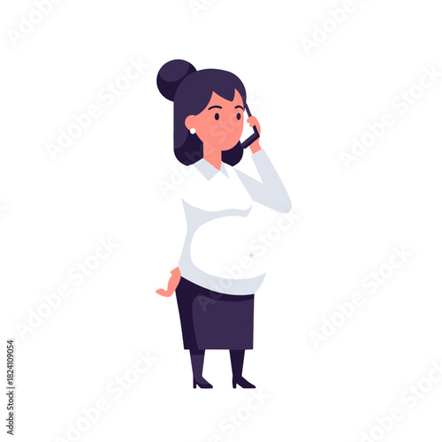 pregnant woman working, expectant mother, business discussion, company issues, manager role, female leadership, workplace communication, professional woman, business call, organizational management, c