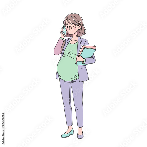 pregnant woman working, expectant mother, business discussion, company issues, manager role, female leadership, workplace communication, professional woman, business call, organizational management, c