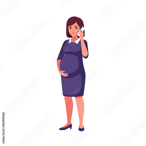 pregnant woman working, expectant mother, business discussion, company issues, manager role, female leadership, workplace communication, professional woman, business call, organizational management, c