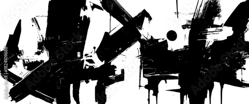 Vector black grunge graffiti style black ink drip art on white background