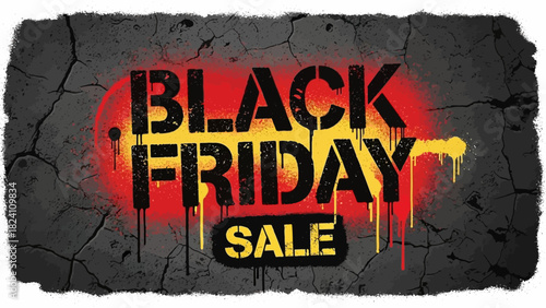 Bold Black Friday sale announcement with vibrant graffiti style perfect for retail promotions and attracting customers with edgy design elements