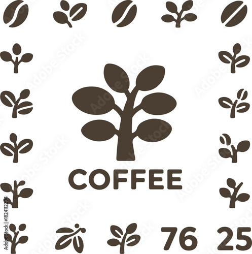  A coffee  collection of a logo style on a white background.