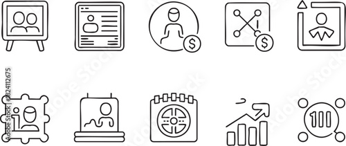 Business and Finance Themed Line Icons Collection money