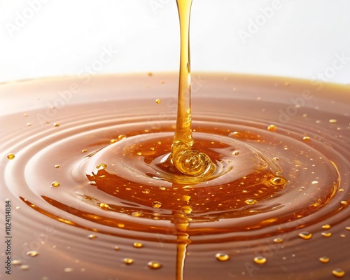 Honey pouring creating ripples