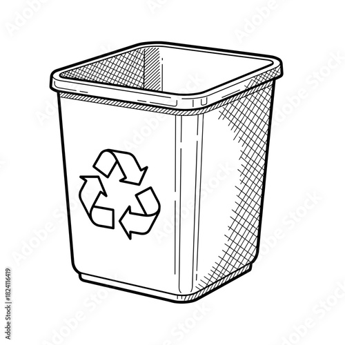 Recycling bin illustration with symbol, waste management and environmental sustainability concept