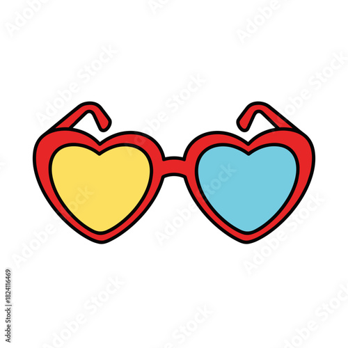 Colorful heart-shaped sunglasses, playful eyewear and fashion accessory in summer style