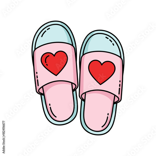 Pink slippers with heart design, cozy footwear and home comfort