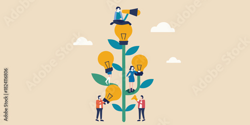 Teamwork and innovation growing ideas together