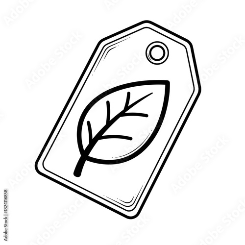 Eco-friendly label with leaf illustration, symbol of sustainability and environmental awareness