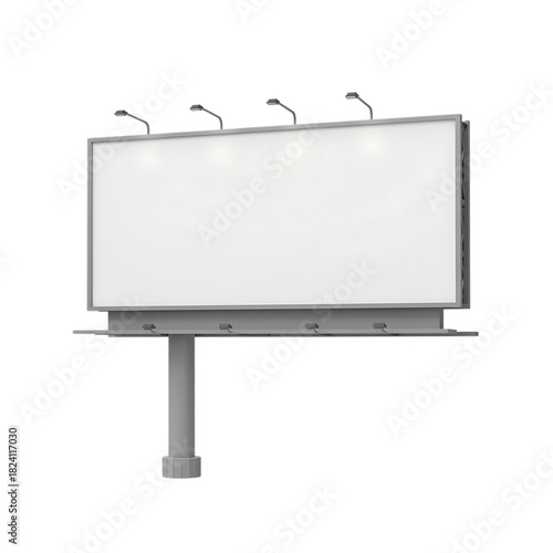 Large blank billboard mockup with lighting ready for advertising display