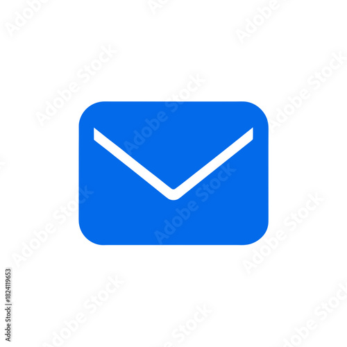 Blue envelope icon with white arrowhead form on transparent background