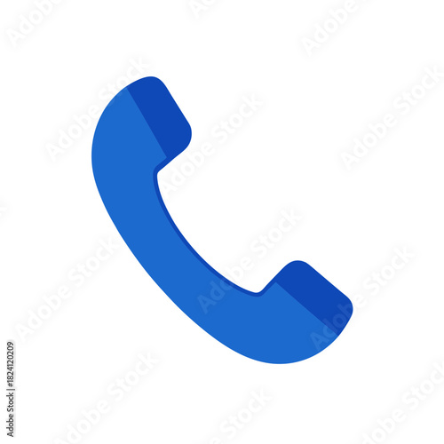 Illustration of a blue telephone receiver on transparent background