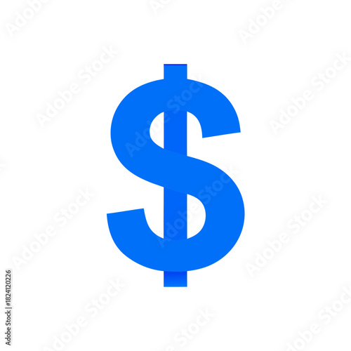 Illustration of a blue dollar sign symbol on transparent background