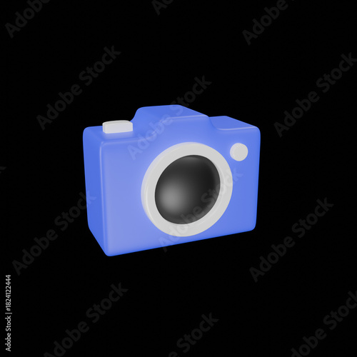 3D Camera Icon Illustration - Photography, Video, and Multimedia Symbol