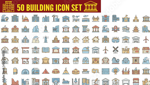 building ,Building icon set.school,Building icon set.  office, bank, school, hotel, shop, university and hospital icons,featuring factory, mosque, 