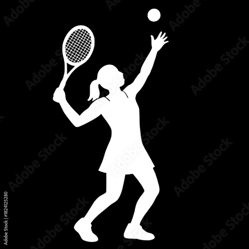 Dynamic tennis player serving, poised and ready to compete with focused energy