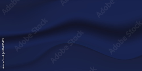 Navy blue silk satin. Silky shiny fabric. Dark luxury background with space for design. Banner. Wide. Long. Panoramic. Template. Empty. Flat lay, top view table. Beautiful.Elegant.Birthday,Christmas.