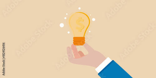 Hand holding a light bulb with a dollar sign inside