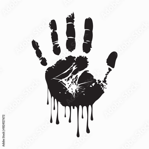 Hand print vector illustration. Black and White Handprint image vector