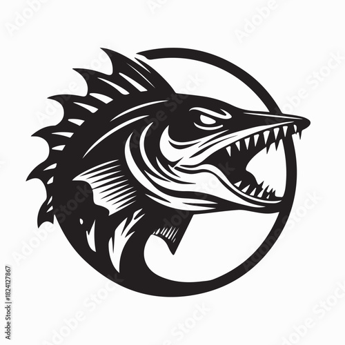 Scary Barracuda With Sharp Teeth Vector Illustration on white background