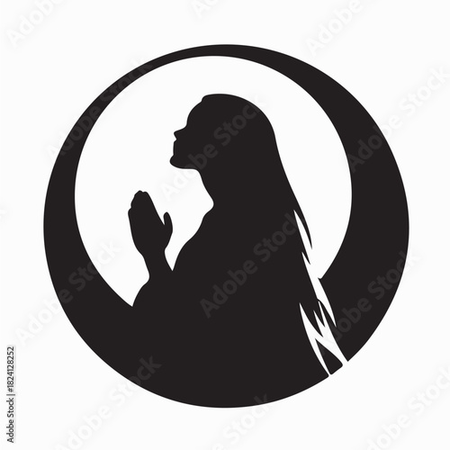Praying Woman Silhouette Logo vector on white background