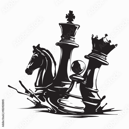 Chess Championship Logo Design Vector Isolated on white background