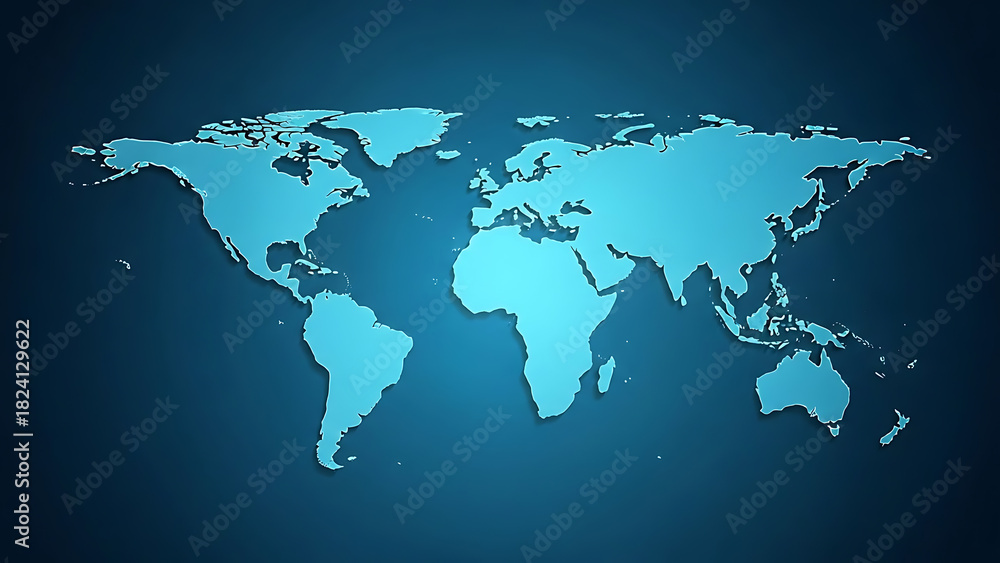 Obraz premium World map on blue background