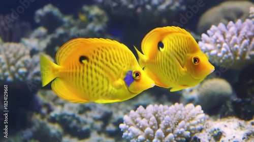 Wallpaper Mural Vibrant Yellow Butterflyfish Gracefully Swimming Among Coral Reefs in a Tropical Marine Ecosystem Showcasing the Beauty of Underwater Wildlife and Biodiversity. Torontodigital.ca