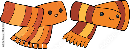 Cute Scarf Vector, Cartoon Winter Illustration, Kawaii Clothing Character, Cozy Winter Accessory, Smiling Scarf Art, Kids Winter Design, Cute Apparel Mascot, Warm Clothing Illustration, Fun Winter Art