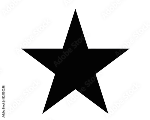 Black five pointed star with sharp angles isolated on a white background in a simple graphic design style