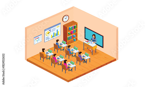 Classroom Learning Scene with Students and Teacher