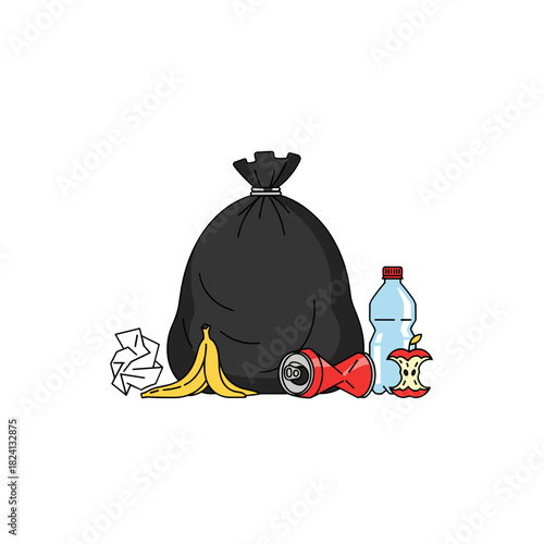 garbage, trash, waste material, household waste, rubbish disposal, waste management, litter, discarded items, landfill waste, recycling contrast, environmental concern, waste bin contents, unwanted de