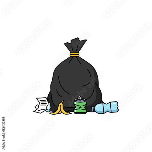 garbage, trash, waste material, household waste, rubbish disposal, waste management, litter, discarded items, landfill waste, recycling contrast, environmental concern, waste bin contents, unwanted de