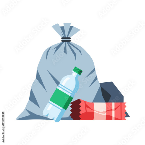 garbage, trash, waste material, household waste, rubbish disposal, waste management, litter, discarded items, landfill waste, recycling contrast, environmental concern, waste bin contents, unwanted de
