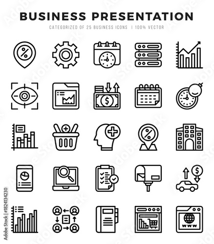 Business Presentation web icons in Lineal style.